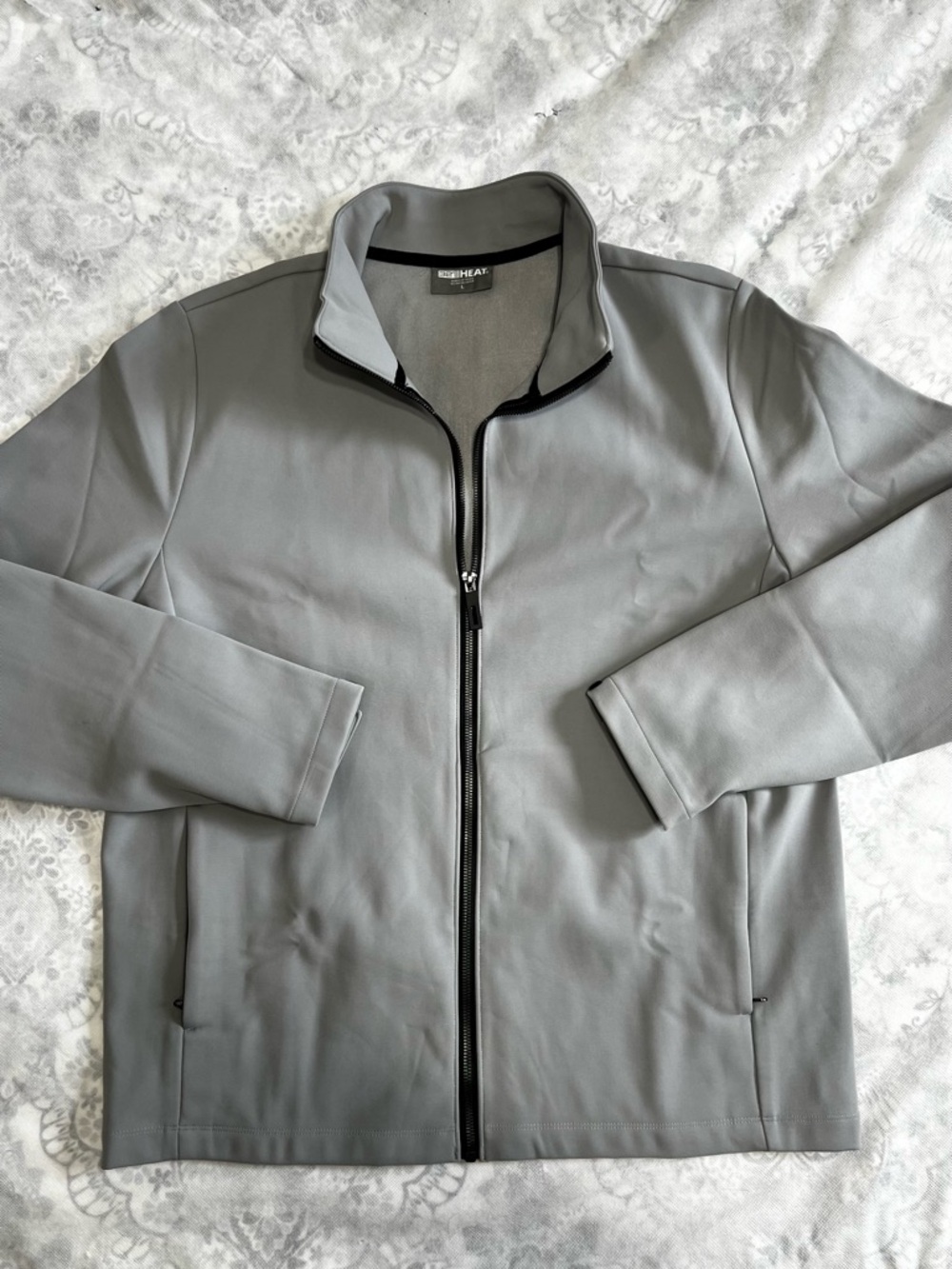 32 Degrees Heat Men's L Gray Stand Up Collar Full Zip Jacket Regular Fit